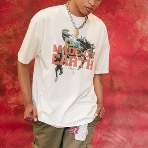 Made on Earth Studios rodeo cotton men's beige t-shirt- Size Small or XS